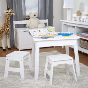 img 3 attached to 🪑 Melissa & Doug Wooden Square Table: Perfect Kids Furniture for Playroom - White, Durable and Safe