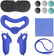 for oculus quest 2 accessories - vr face silicone cover touch controller grip cover protective lens dust-proof cover thumb button cap (blue) logo