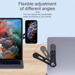 img 2 attached to 📱 Aluminum Slim Foldable Magnetic Laptop Stand for Tesla Model 3 Model Y - Cellphone Holder & Monitor Mount (Black)