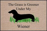🐾 dachshund doormat: unleash a vibrant welcome with 'the grass is greener under my weiner' логотип
