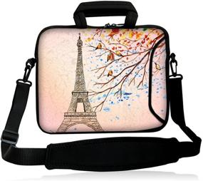 img 4 attached to 👜 Stylish and Protective iColor Laptop Bag with Dual Zippers - Fits 14-15.6 Inch Computers - Eiffel Tower Design