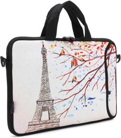img 2 attached to 👜 Stylish and Protective iColor Laptop Bag with Dual Zippers - Fits 14-15.6 Inch Computers - Eiffel Tower Design