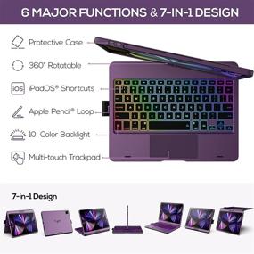 img 2 attached to 🔮 Magic Touchpad Keyboard Case for iPad Pro 11 & Trackpad 2021 - Backlit iPad Pro Keyboard with Smart Touchpad Accessories - Magnetic Apple Pencil Holder for iPad Pro 11 2020, 2018, Air 4 10.9 (Purple)