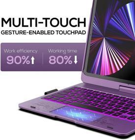 img 3 attached to 🔮 Magic Touchpad Keyboard Case for iPad Pro 11 & Trackpad 2021 - Backlit iPad Pro Keyboard with Smart Touchpad Accessories - Magnetic Apple Pencil Holder for iPad Pro 11 2020, 2018, Air 4 10.9 (Purple)