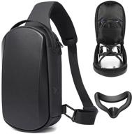 🎒 waterproof oculus quest 2 carrying case & face cover: ultimate portable protection for elite strap, halo strap, and vr accessories - black travel crossbody backpack shoulder bag logo