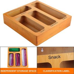 img 3 attached to 🎋 Bamboo Food Ziplock Bag Storage Organizer for Drawer - The Ultimate Solution for Ziploc, Solimo, Glad, Hefty Bags - Perfect for Gallon, Quart, Sandwich, Snack Bag Management