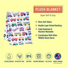 img 3 attached to Wildkin Plush Toddler Throw Blanket - Ideal Size for Daycare and Travel, Super Soft Blankets - 39.5 x 28 x 0.5 Inches - Olive Kids (Trains, Planes, Trucks)