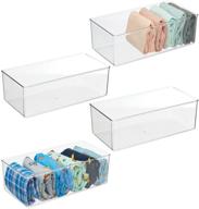 📦 mdesign clear plastic drawer organizer box - 4 pack | storage bin container for closets, bedrooms | ideal for leggings, socks, ties, shirts, camisoles logo