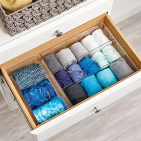 img 2 attached to 📦 mDesign Clear Plastic Drawer Organizer Box - 4 Pack | Storage Bin Container for Closets, Bedrooms | Ideal for Leggings, Socks, Ties, Shirts, Camisoles