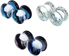 img 4 attached to 🌊 PHD LTD Ocean Jellyfish Glass Plugs - Colorful Double Flared Ear Tunnels, Stretcher Expander Gauge 0g-5/8