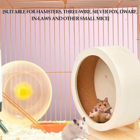 img 1 attached to 🐹 ATPWONZ Wooden Silent Exercise Wheel for Hamsters, Gerbils, Mice, Guinea Pigs, and Other Similar-Sized Small Pets - Small Pets Silent Hamster Running Wheel