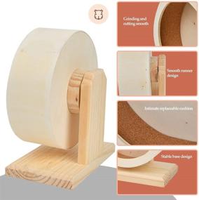 img 2 attached to 🐹 ATPWONZ Wooden Silent Exercise Wheel for Hamsters, Gerbils, Mice, Guinea Pigs, and Other Similar-Sized Small Pets - Small Pets Silent Hamster Running Wheel