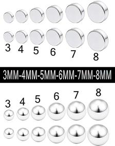 img 1 attached to 📿 Prjndjw 12 Pairs 20G Surgical Steel Flat Top Stud Earrings Round Ball Stud Earrings Set for Women Men Girls Helix Tragus Barbell Stud Earrings Assorted Sizes 3-8mm