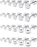 📿 prjndjw 12 pairs 20g surgical steel flat top stud earrings round ball stud earrings set for women men girls helix tragus barbell stud earrings assorted sizes 3-8mm logo