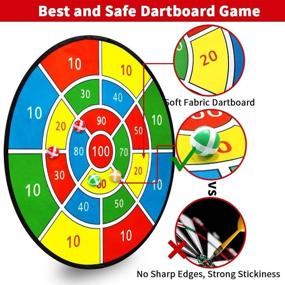 img 2 attached to Fun and Safe Dart Board Set for Kids, 28 Inches 🎯 with Sticky Balls - Perfect Gift for Boys and Girls Ages 3-10!