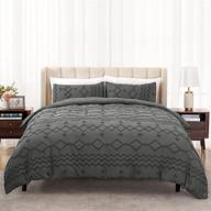 🛏️ dreamcountry dark grey queen size tufted duvet cover set – soft, breathable microfiber bedding with zipper closure and corner ties, all-season home bedding sets logo