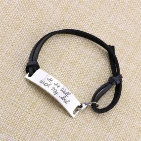 img 2 attached to Inspirational Leather Bracelet for Women - Christian Engraved Bible Verse Silver Jewelry by Yiyang