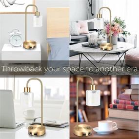 img 3 attached to 🌟 Urophylla Gold Industrial Table Lamps for Bedrooms Set of 2 - Elizabeth Vintage Bedside Lamp with USB Port, Brass Metal Nightstand, Modern Desk with Dimmable Edison Bulb, Glass Shade for Living Room, Office - Stylish Illumination for Your Space