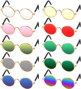 img 4 attached to Frienda 10 Piece Dog and Cat Sunglasses: Classic Retro Style for Pet Hippie Cosplay and Funny Costume Photo Props (Mixed Colors)