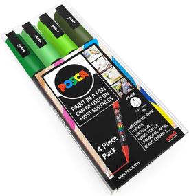 img 2 attached to 🖌️ Uni POSCA - PC-3M Green Tones Art Paint Markers - Set of 4 in Plastic Wallet