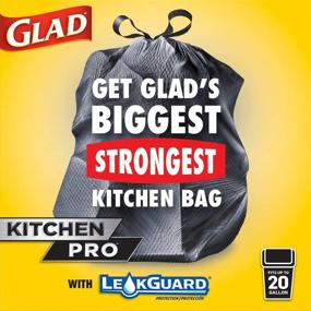 img 3 attached to 🗑️ Glad Kitchen Pro Drawstring Kitchen Bags, Large Size, 30 Count, Fresh Clean Scent with Febreze Freshness