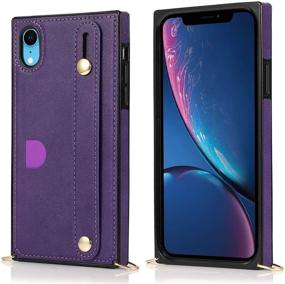 img 3 attached to 📱 KIHUWEY iPhone Xr Crossbody Wallet Case with Credit Card Holder - Protective Kickstand Cover Case, 6.1 Inch (Purple)