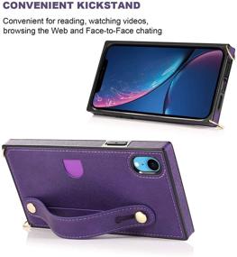 img 1 attached to 📱 KIHUWEY iPhone Xr Crossbody Wallet Case with Credit Card Holder - Protective Kickstand Cover Case, 6.1 Inch (Purple)