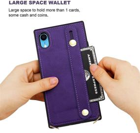 img 2 attached to 📱 KIHUWEY iPhone Xr Crossbody Wallet Case with Credit Card Holder - Protective Kickstand Cover Case, 6.1 Inch (Purple)