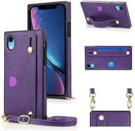 📱 kihuwey iphone xr crossbody wallet case with credit card holder - protective kickstand cover case, 6.1 inch (purple) logo