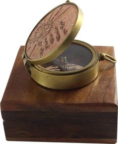 img 1 attached to 🧭 An Authentic Quote Compass Set in a Magnetic Copper Finish with Wooden Box - Perfect Marine Brass Ship Xmas Gift