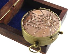 img 3 attached to 🧭 An Authentic Quote Compass Set in a Magnetic Copper Finish with Wooden Box - Perfect Marine Brass Ship Xmas Gift