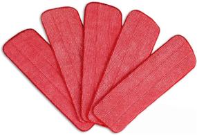 img 4 attached to 🧹 CLEARHOME Microfiber Spray Mop Pads - Set of 5 Replacement Heads, Wet and Dry Floor Cleaning Scrubbing - Red, 16.5in