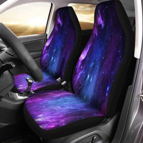 img 3 attached to 🌌 Britimes Set of 2 Car Seat Covers: Stylish Galaxy Purple Auto Accessories for Most Cars, SUVs, Sedans, and Trucks