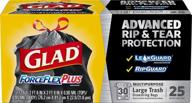 glad large drawstring trash bags forceflexplus 30 gallon black trash bag - 25 count - ultimate durable protection for heavy loads! logo