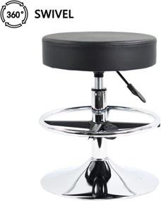 img 1 attached to 🪑 FURWOO Round PU Leather Cushion Adjustable Swivel Bar Stool with Footrest – Black