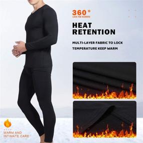 img 3 attached to 👨 Yostylish Men's Fleece Lined Thermal Underwear Set - Ultimate Warmth with Soft Long Johns, Base Layer Top & Bottom