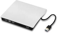 portable usb 3.0 blu-ray dvd drive for mac/windows 10, laptop, pc - white logo