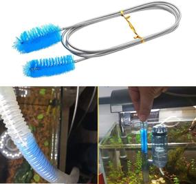 img 2 attached to 🐠 2-Pack Aquarium Cleaning Kit with 61-Inch Stainless Steel Springs | Flexible Drain Brush, Double-Ended Hose Pipe, and 2 Straw Cleaning Brushes | Ideal for Fish Tanks, Household, and Kitchen Washing Tools