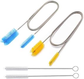 img 4 attached to 🐠 2-Pack Aquarium Cleaning Kit with 61-Inch Stainless Steel Springs | Flexible Drain Brush, Double-Ended Hose Pipe, and 2 Straw Cleaning Brushes | Ideal for Fish Tanks, Household, and Kitchen Washing Tools