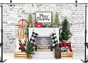 img 2 attached to 🎄 Mocsicka Christmas Backdrop - 7x5ft Vinyl, Christmas Tree Socks Fireplace Photo Studio Backdrop, Xmas Party Photography Background for Pictures