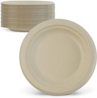 🌿 green earth 6-inch compostable plates - 125-count, natural bamboo fibers, microwave-safe, biodegradable round shape - eco-friendly, gluten-free, everyday tableware logo