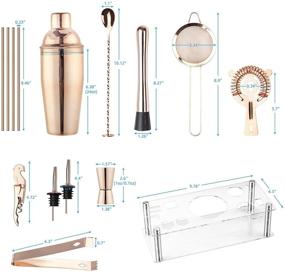 img 2 attached to 🍸 Rose Gold Bartender Kit with Stand - VG Bar Set Cocktail Shaker Set, Decorative Bar Tools and Drink Mixer - 14+1 Piece Cocktail Set