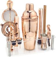 🍸 rose gold bartender kit with stand - vg bar set cocktail shaker set, decorative bar tools and drink mixer - 14+1 piece cocktail set logo