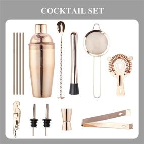 img 3 attached to 🍸 Rose Gold Bartender Kit with Stand - VG Bar Set Cocktail Shaker Set, Decorative Bar Tools and Drink Mixer - 14+1 Piece Cocktail Set