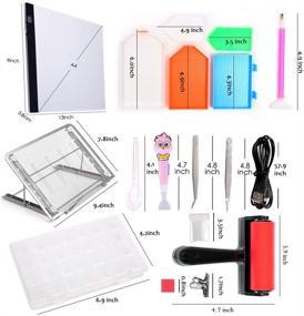 img 3 attached to 🎨 58-Pack Diamond Painting Tools and Accessories Kits with Dimmable A4 LED Light Pad Board, Adjustable Tablet Stand, Lighting Adjustable Diamond Pens, Embroidery Box for DIY Art Craft - LAMPTOP