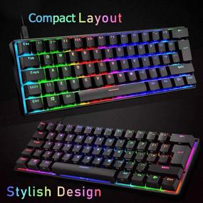 img 3 attached to Portable Mechanical Gaming Keyboard 61 Key RGB Backlit Anti-Ghosting USB Wired Waterproof for Typist Laptop PC Mac Gamer - Mini Size (Black/Blue Switch)