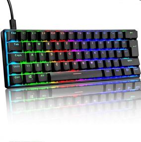 img 4 attached to Portable Mechanical Gaming Keyboard 61 Key RGB Backlit Anti-Ghosting USB Wired Waterproof for Typist Laptop PC Mac Gamer - Mini Size (Black/Blue Switch)
