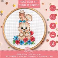 🐰 springtime delight: cross stitch kit 'bunny in flowers' - diy embroidery with baby rabbit counted pattern logo