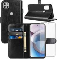 moto one 5g ace wallet case, motorola 5g ace phone case - black logo