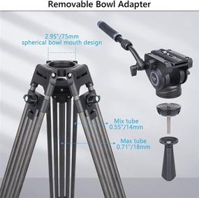 img 1 attached to Ultra Stable & Lightweight Carbon Fiber Video Tripod, 74 inch Heavy Duty Camera Tripod with Fluid Drag Head and 2 Pan Bar Handles, Max Load 22lb - Professional Camera Tripod